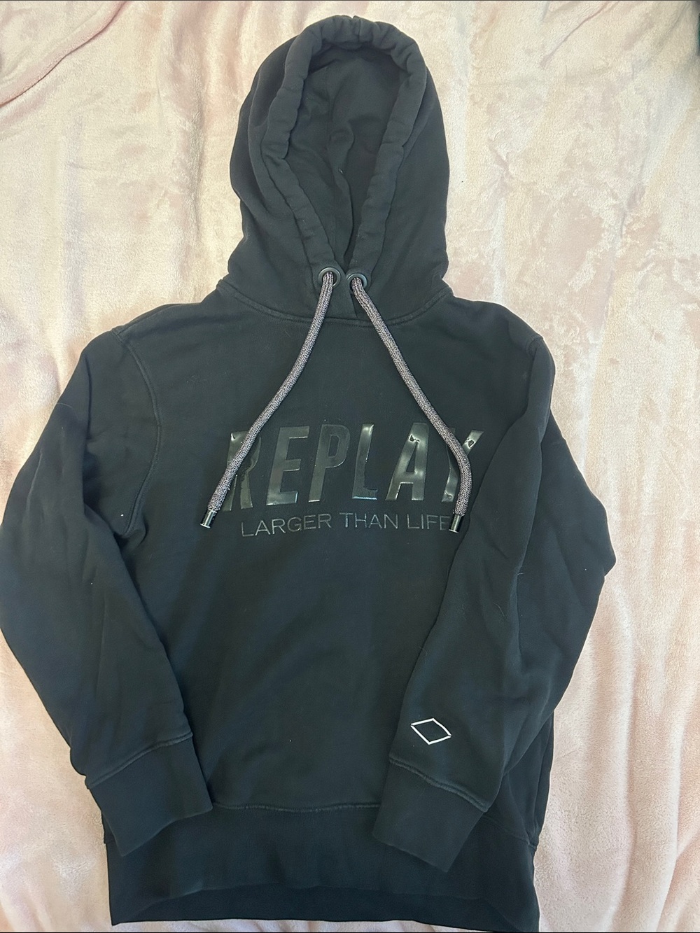 Replay Black Hoodie with Glossy Logo